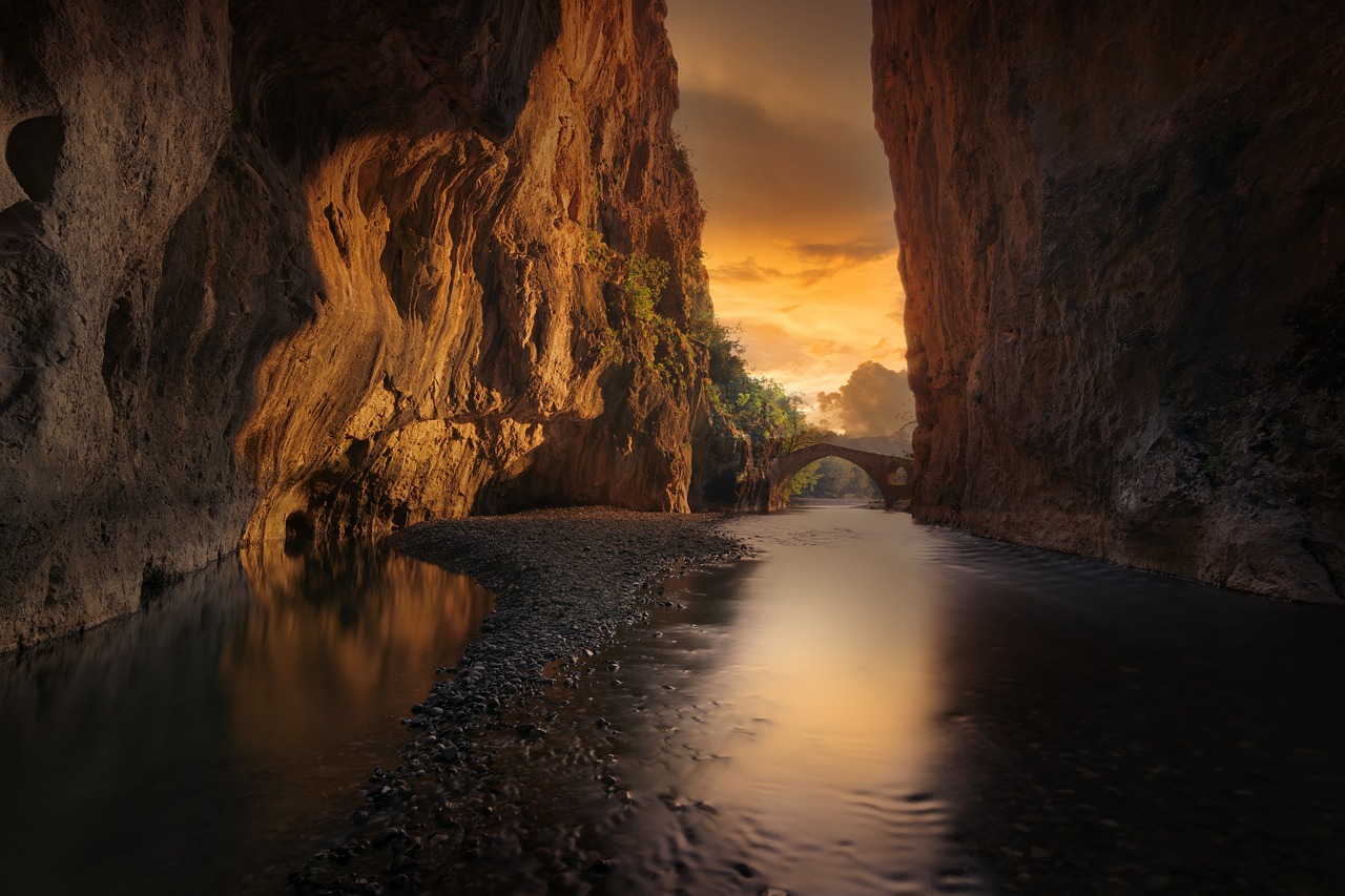 river, canyon, rocks